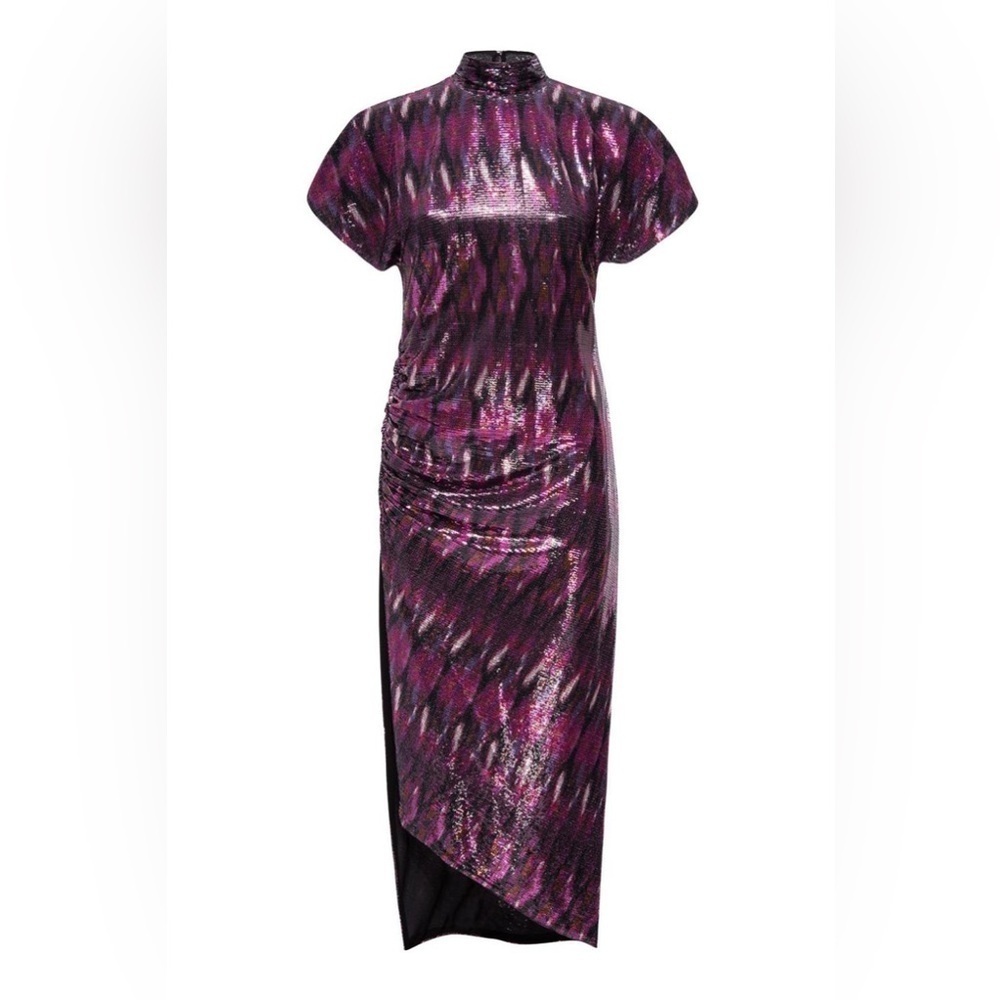 New! MISA Los Angles Divia Sequin Midi Dress in Pink & Purple 🩷 Small NWT! - Picture 8 of 16